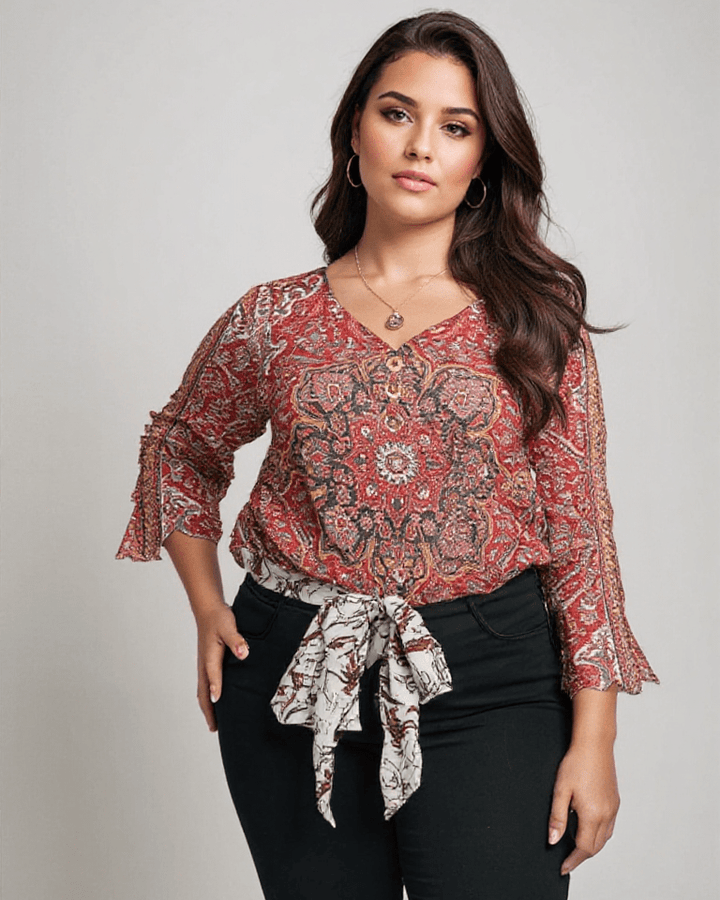 BYRACHELHART | Red Print Classic Top
