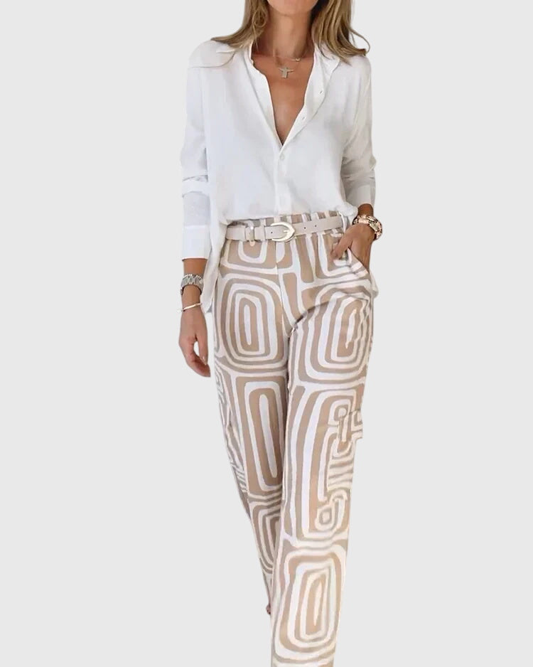 BYRACHELHART | Stylish Pants with Blouse and Belt