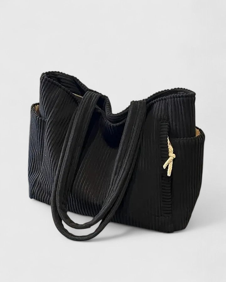 BYRACHELHART | Ribbed Tote Bag in Luxurious Material with Cord Detail