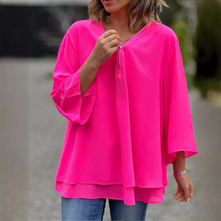 BYRACHELHART | Chiffon Zipper Blouse