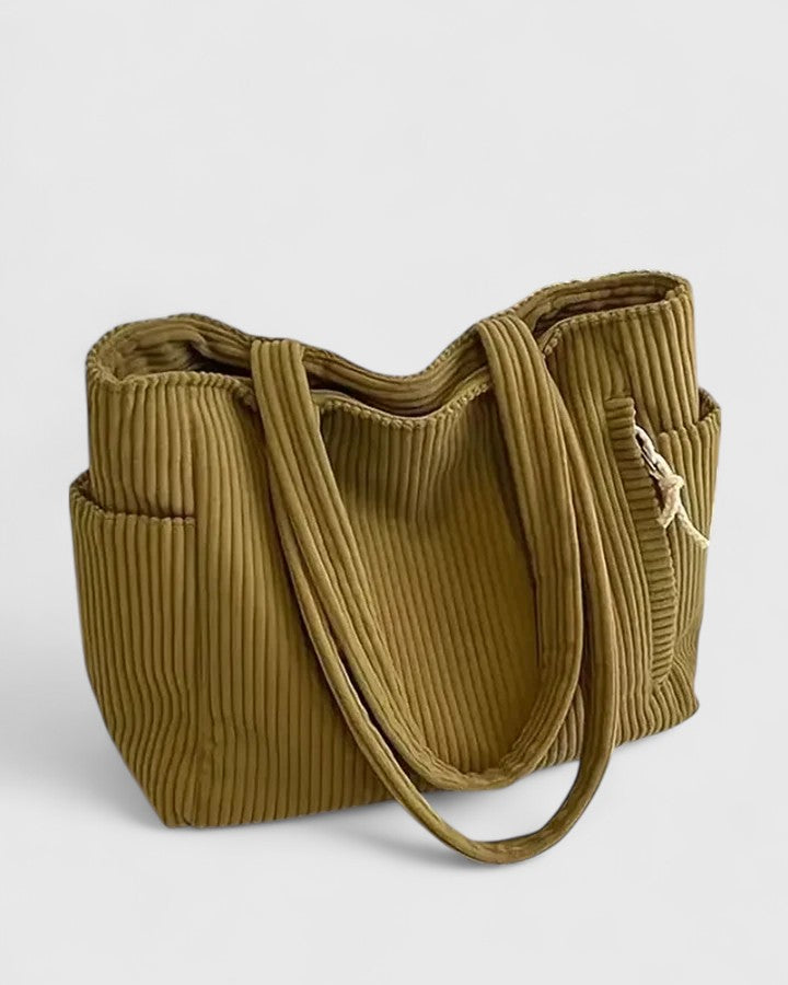 BYRACHELHART | Ribbed Tote Bag in Luxurious Material with Cord Detail