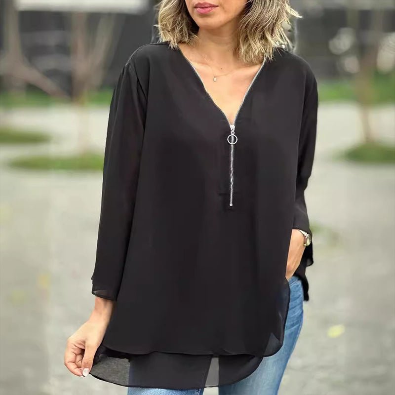 BYRACHELHART | Chiffon Zipper Blouse