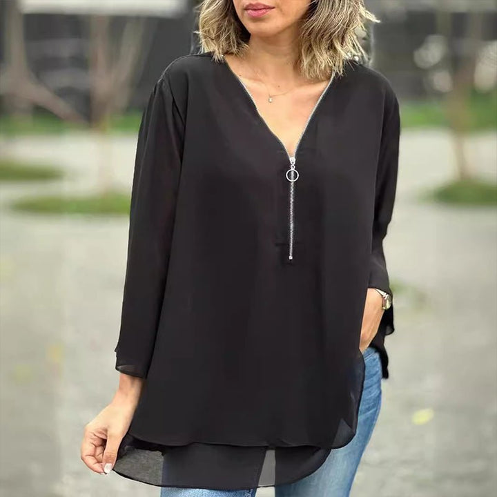 BYRACHELHART | Chiffon Zipper Blouse