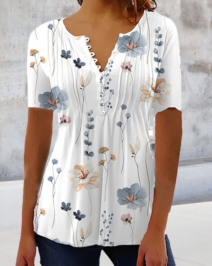 BYRACHELHART | Buttoned V-Neck Blouse