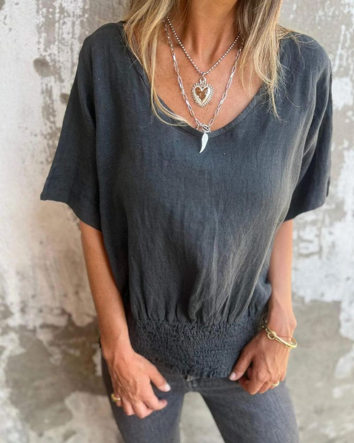BYRACHELHART | V-Neck Tee in Seaside Color