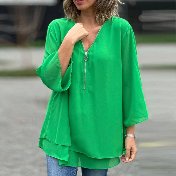 BYRACHELHART | Chiffon Zipper Blouse