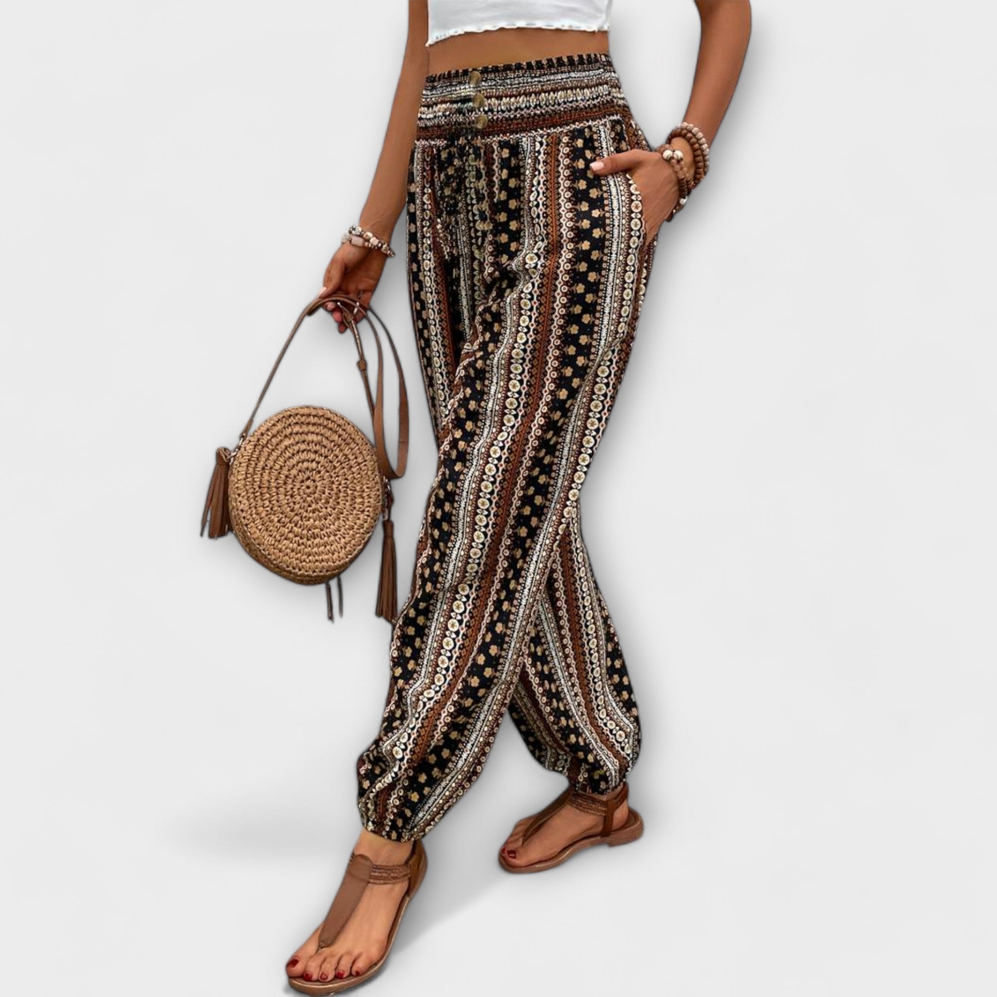 BYRACHELHART | Pants with Ethnic Graphic
