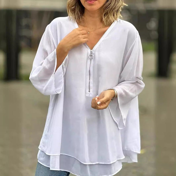 BYRACHELHART | Chiffon Zipper Blouse